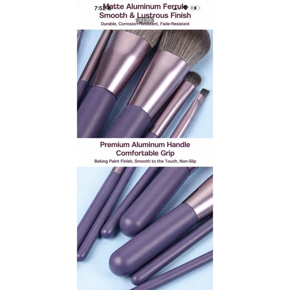 Professional 7-Piece Makeup Brush Set With Travel Case Dusty Purple NEW